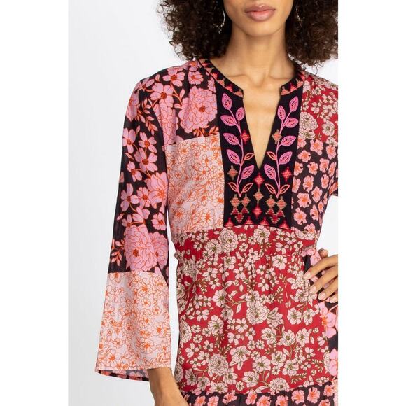 Johnny Was Workshop Flora Tie Back Midi Dress Pink Floral Size XL - Picture 3 of 14